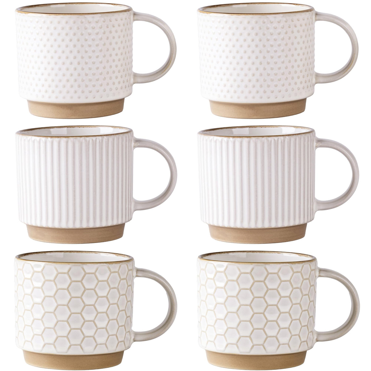 GBhome 12 OZ Stackable Coffee Mugs Set of 4, Ceramic Coffee Cups Set