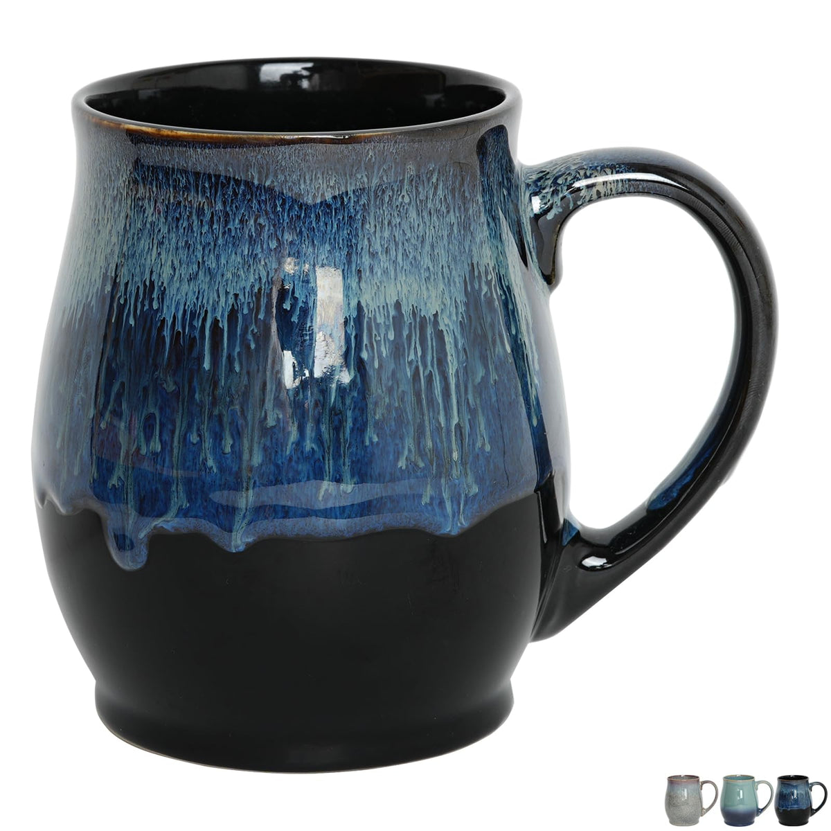 Bosmarlin Extra Large Ceramic Coffee Mug, 25 Oz, Dishwasher and Microwave Safe, Big Oversized Tea Cup, Reactive Glaze (Forest Night, 25 Oz)