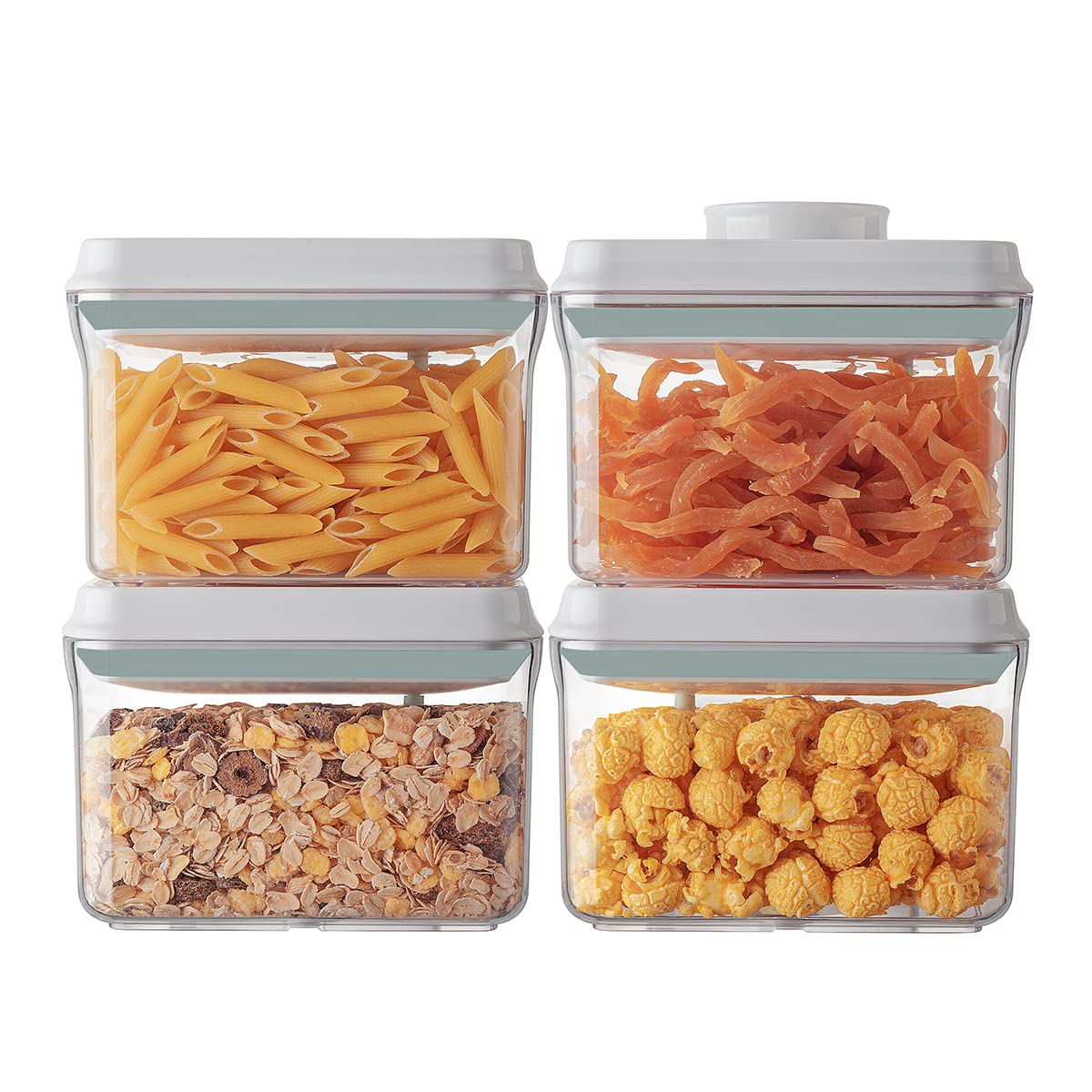 Ankou Food Storage Containers Pop Airtight Food Storage Containers with Lids for Kitchen Pantry Organizing Cereal Snack Flour Sugar Coffee Spaghetti Stackable - 8 Pcs (1.2, 2.0, 2.7, 3.3qt)*2