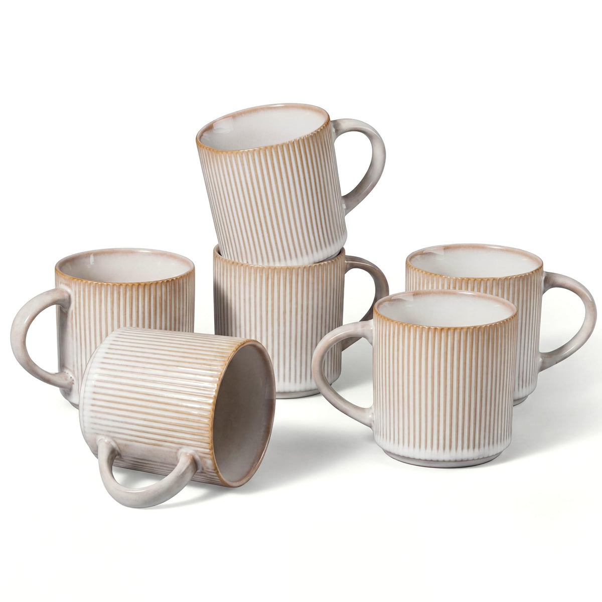 E-far Coffee Mugs Set of 4, 12 oz Stoneware Coffee Cups with Handle