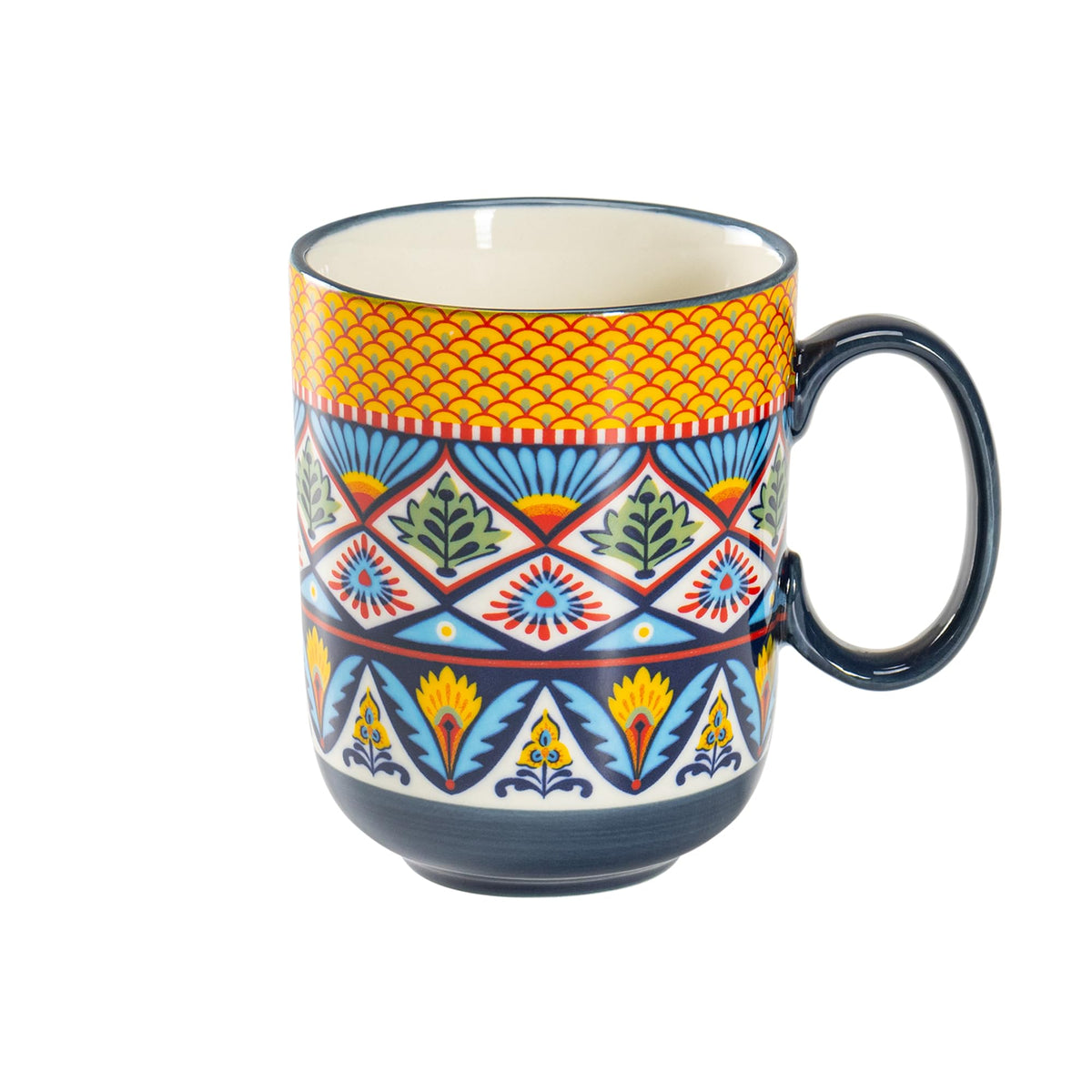 HENXFEN LEAD 14 oz Boho Ceramic Coffee Mug & Tea Cup - Midnight Blue