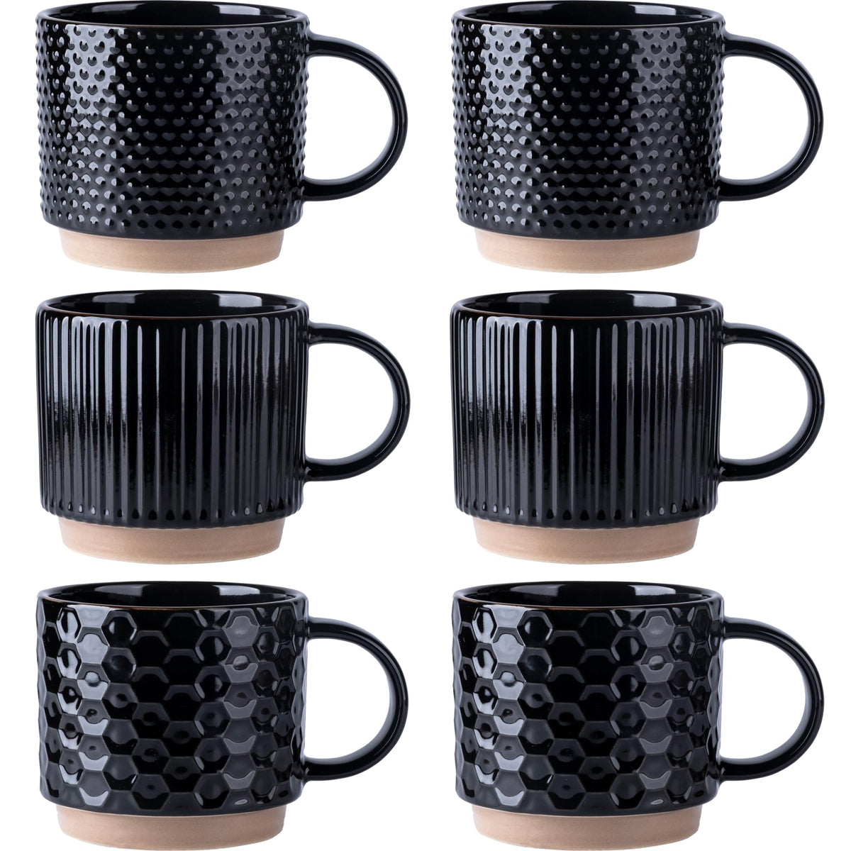 GBhome 12 OZ Stackable Coffee Mugs Set of 4, Ceramic Coffee Cups Set