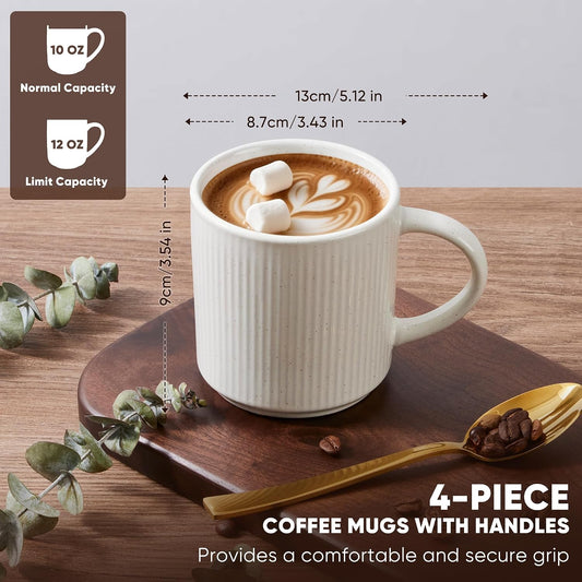 E-far Coffee Mugs Set of 4, 12 oz Stoneware Coffee Cups with Handle