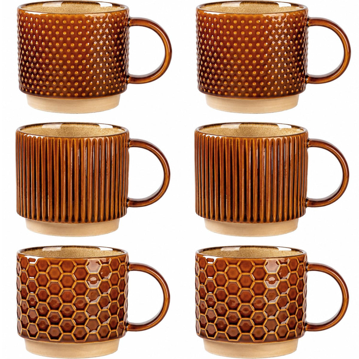 GBhome 12 OZ Stackable Coffee Mugs Set of 4, Ceramic Coffee Cups Set