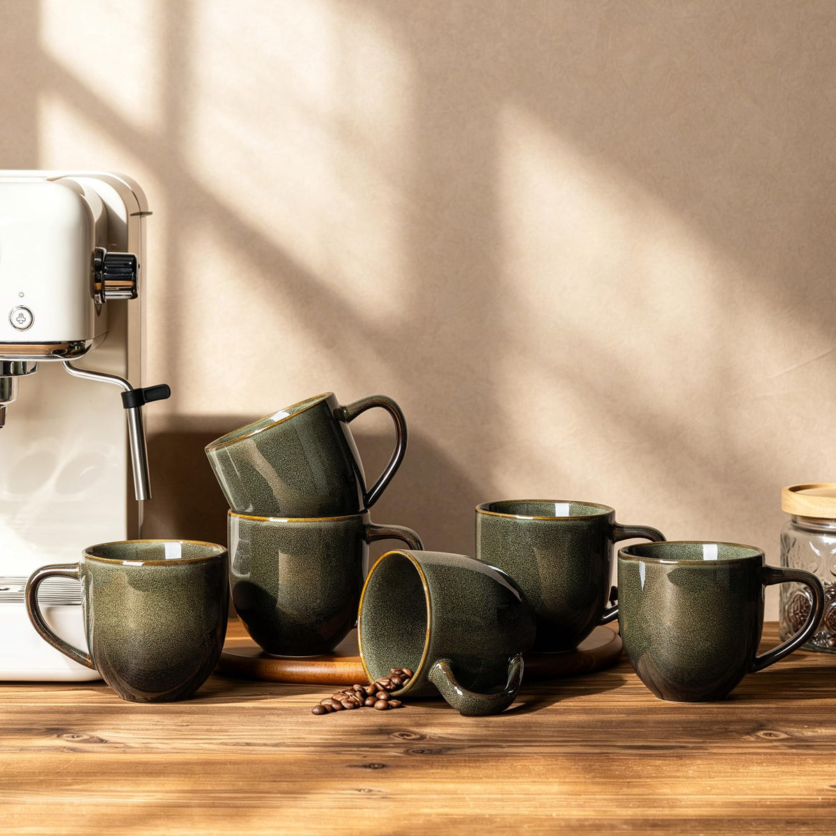 theterra Ceramic Coffee Mugs Set of 6, 12 oz Coffee Cups with Handle