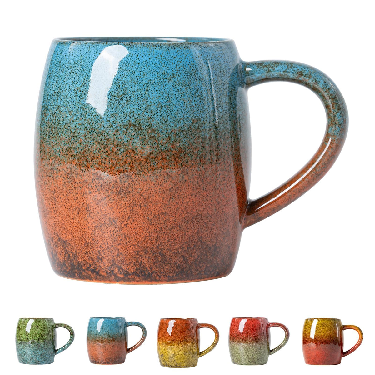 Forest Tide Ceramic Mug, 22oz Reactive Glaze Coffee Mug, Self Care Gift
