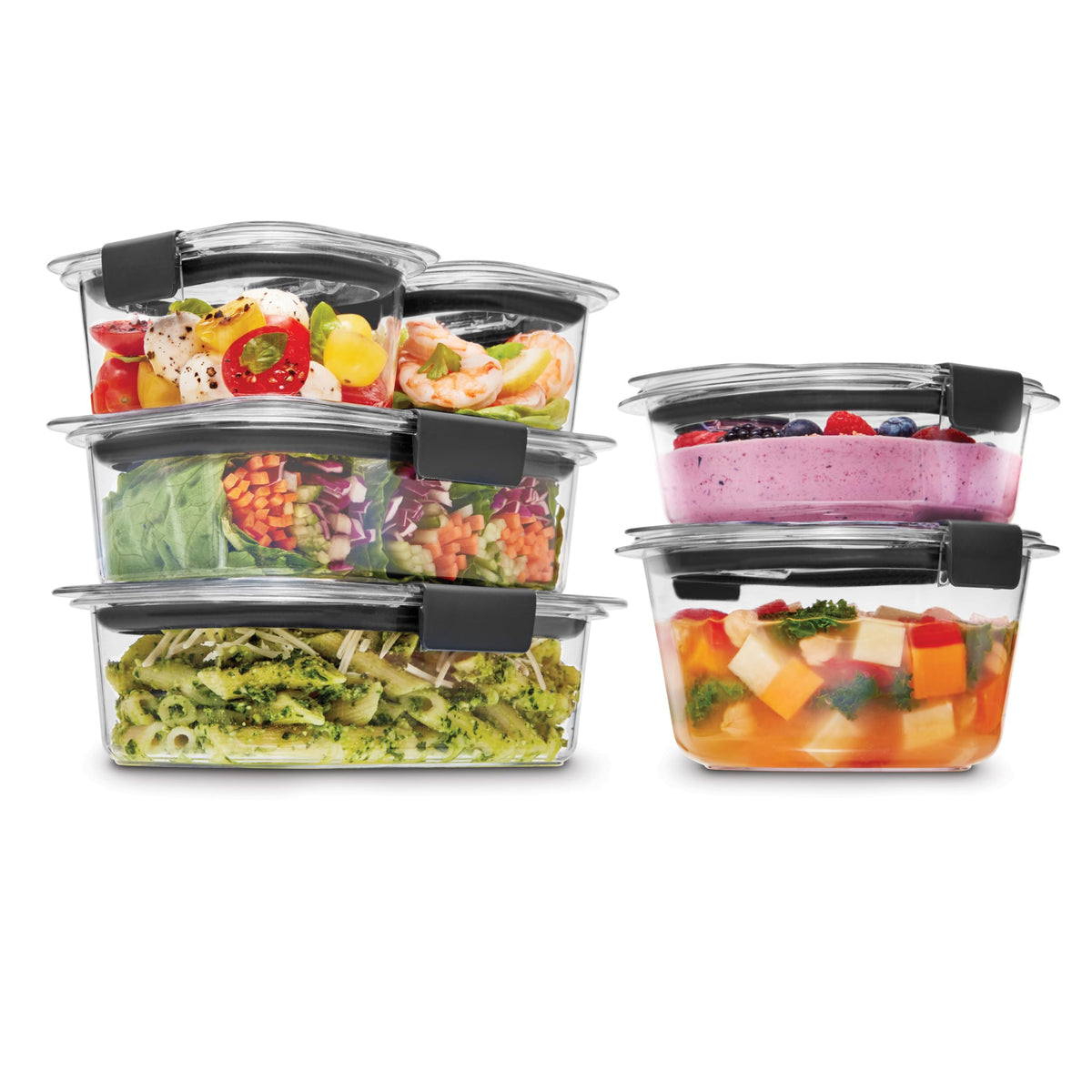 Rubbermaid Brilliance Food Storage Containers, Set of 5 (10 Pieces), BPA-Free, Leak-Proof, Clear
