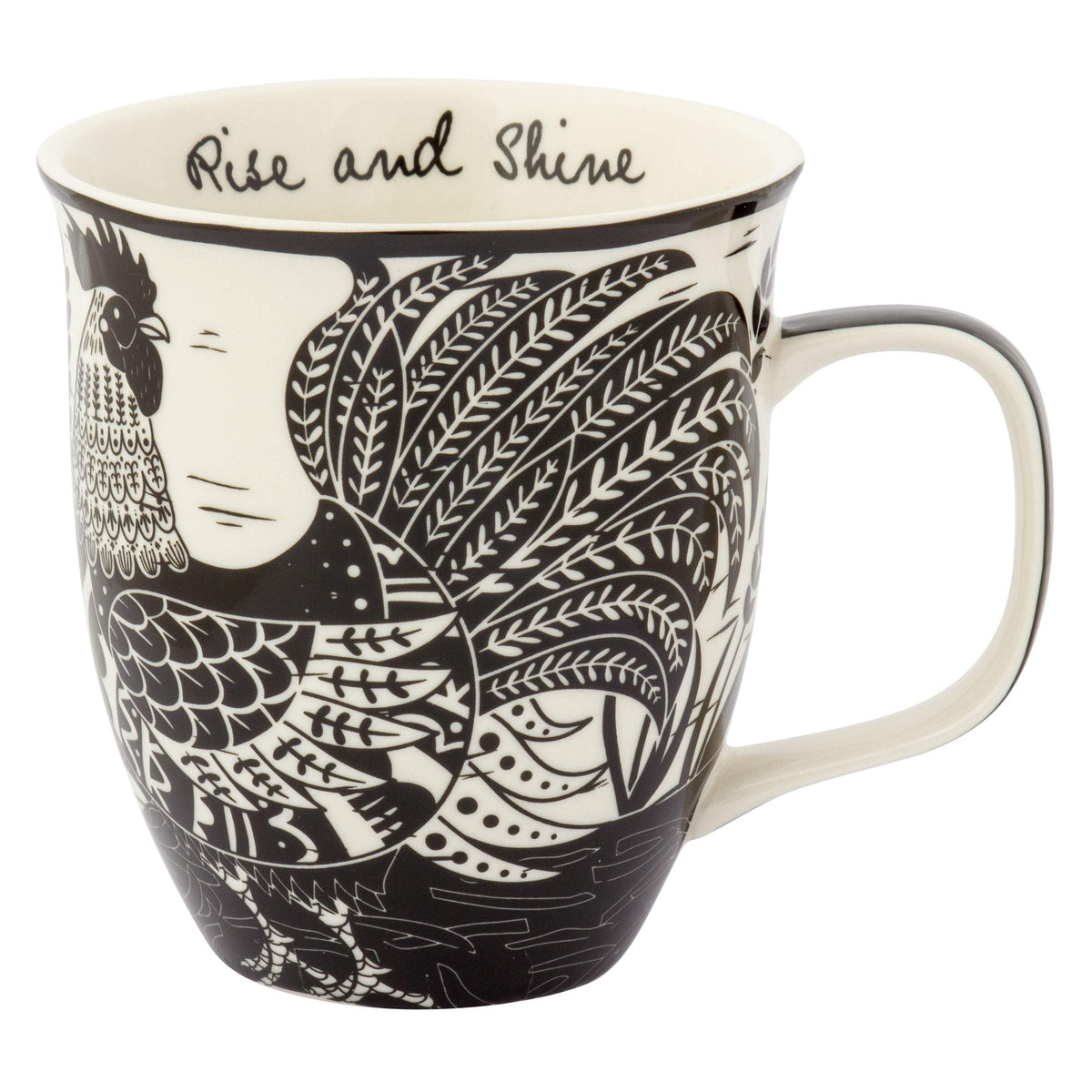 Karma Gifts, 14 oz Black and White Boho Mug, Cute Coffee and Tea Mug, Ceramic Coffee Mugs for Women and Men, Dragonfly