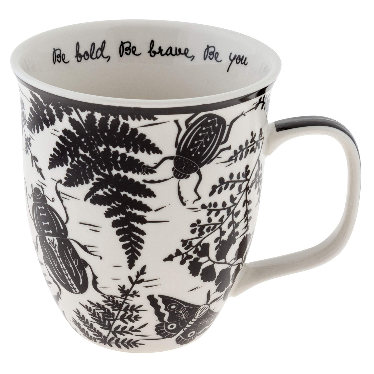 Karma Gifts, 14 oz Black and White Boho Mug, Cute Coffee and Tea Mug, Ceramic Coffee Mugs for Women and Men, Dragonfly