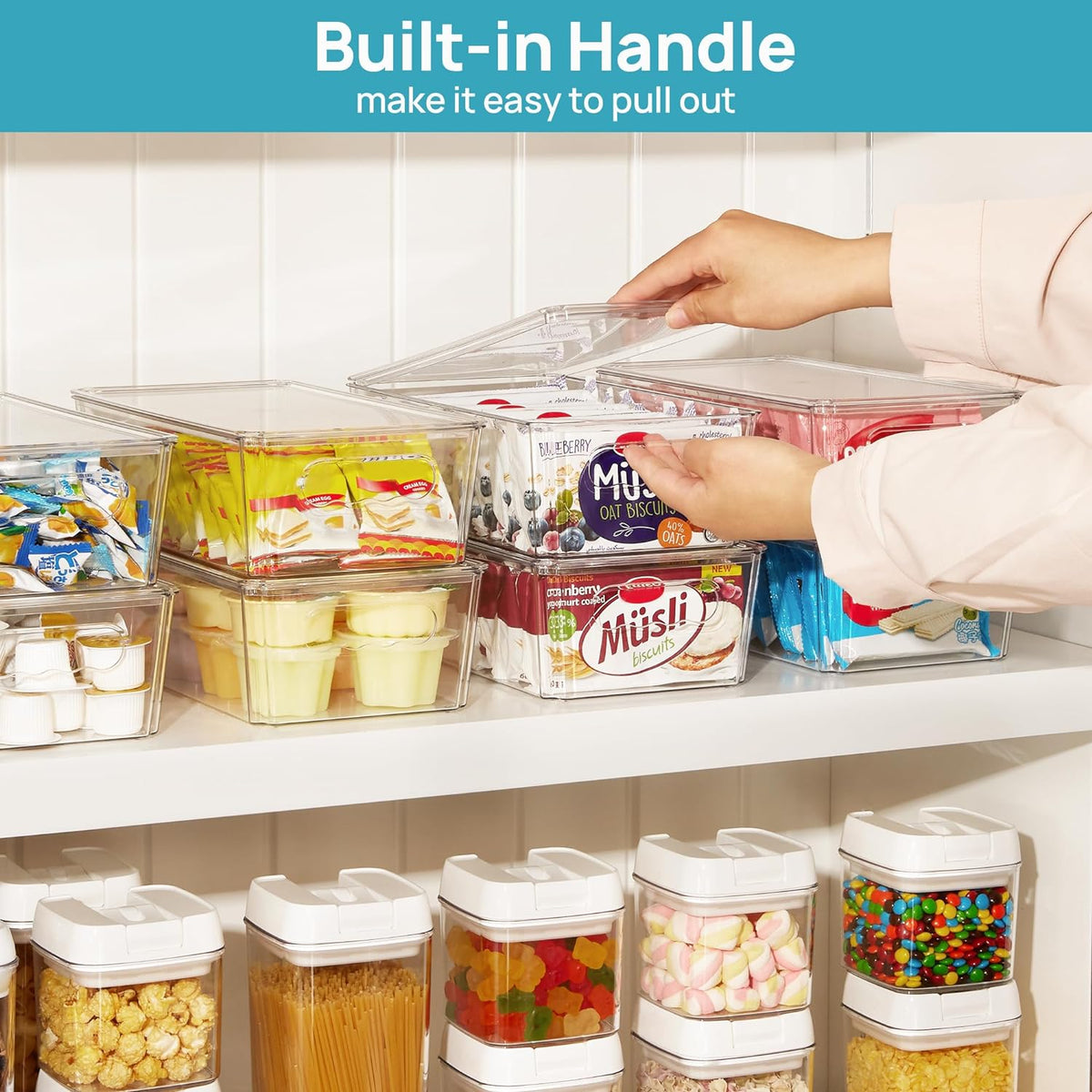 Vtopmart 2pcs Clear Stackable Storage Bins with Lids