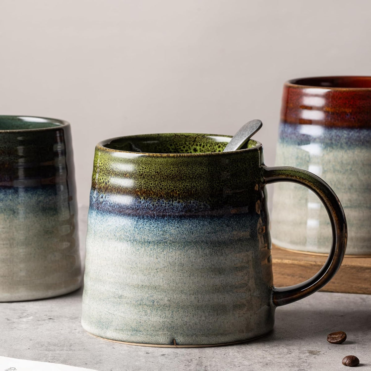 15.5oz Large Heavyweight Ceramic Mug, Reactive (Light Green)