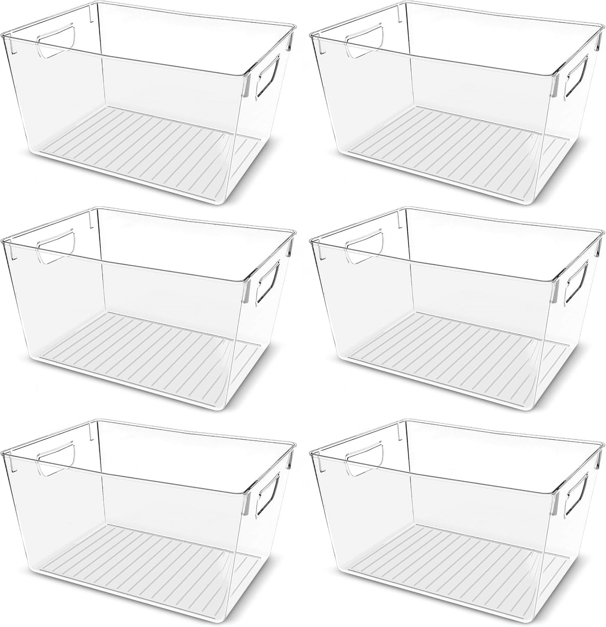 Utopia Kitchen Pantry Organizers and Storage Bins, 6 Pack, Large, Clear