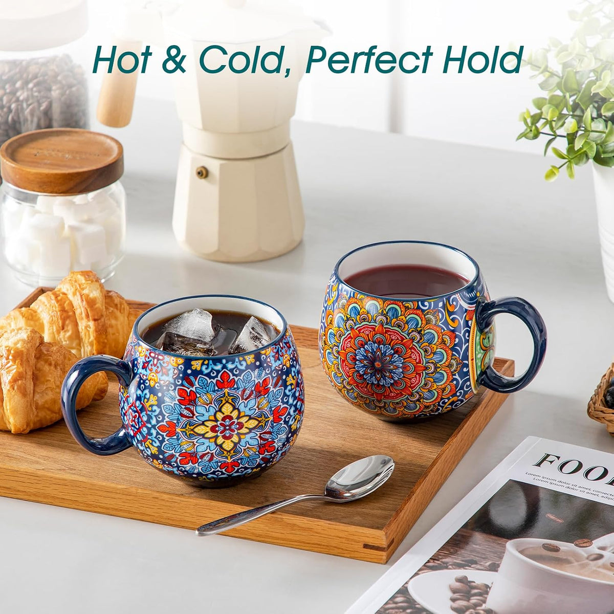 vancasso Coffee Mugs Set of 6, 18oz Ceramic Coffee Cups, Colorful, SIMI