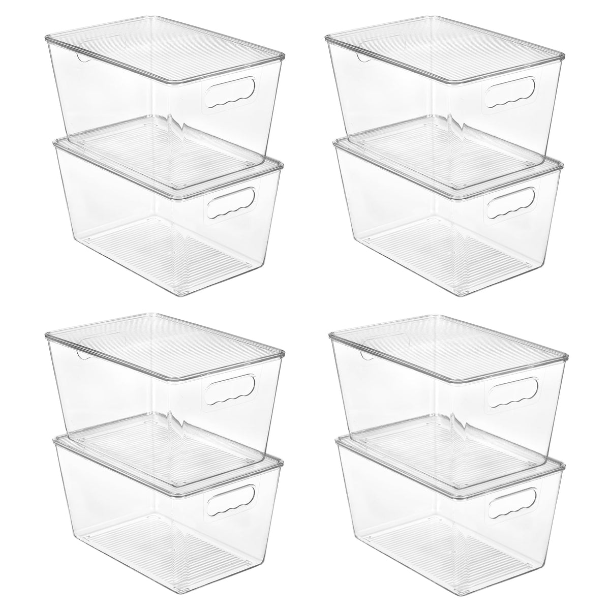 Vtopmart 4 Pack Clear Stackable Storage Bins with Lids and Handles, XLarge