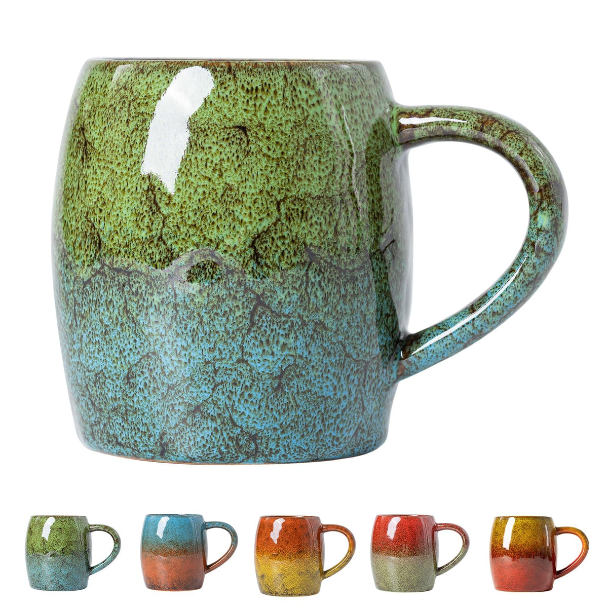 Forest Tide Ceramic Mug, 22oz Reactive Glaze Coffee Mug, Self Care Gift