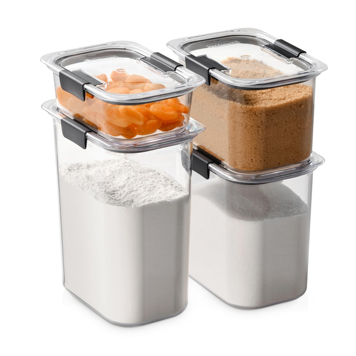 Rubbermaid Brilliance Airtight Food Storage Container, 7.8 Cup, BPA-Free, Clear/Grey, Ideal for Brown Sugar