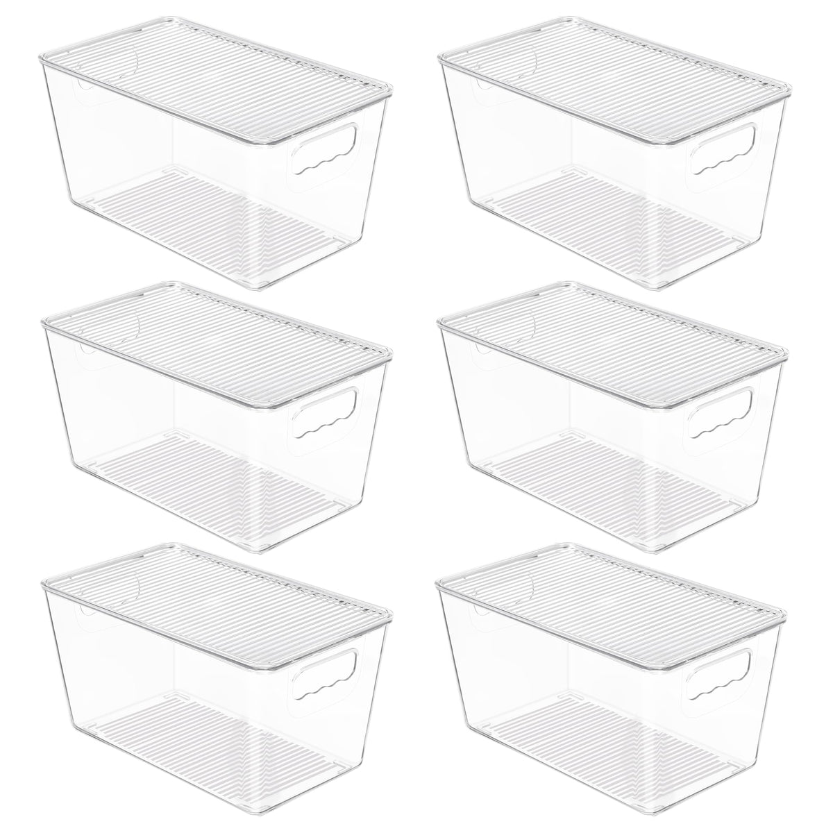 Vtopmart 4 Pack Clear Stackable Storage Bins with Lids and Handles, Large