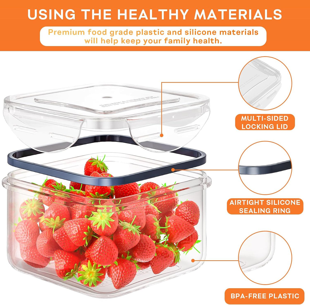 40 PCS Food Storage Containers with Lids Airtight (20 Containers & 20 Lids), Plastic Storage Meal Prep Container-Stackable 100% Leakproof & Microwave Organization and Storage Sets, Lunch Containers