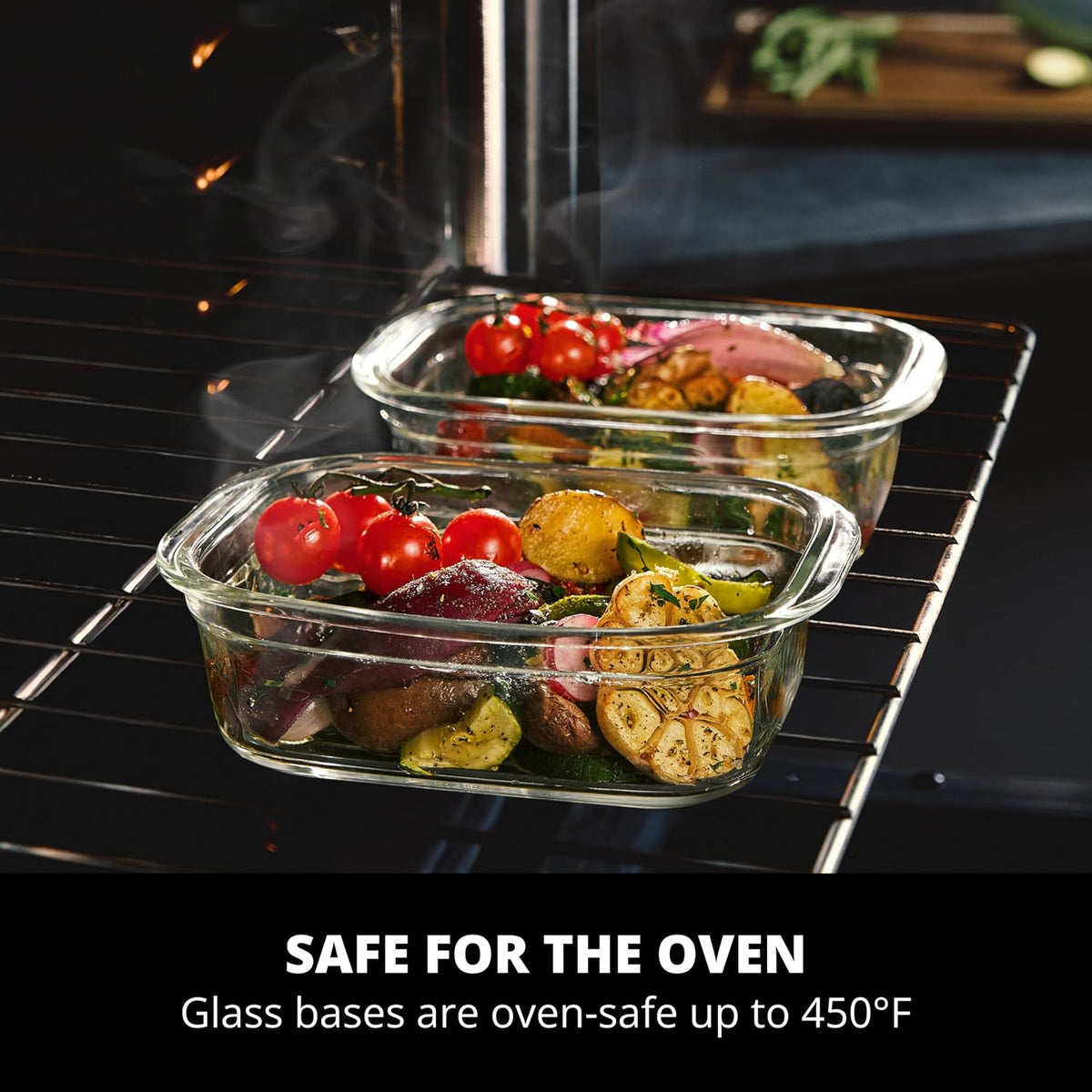 Rubbermaid Brilliance Glass Storage 4.7-Cup Food Containers with Lids Set of 3 Clear