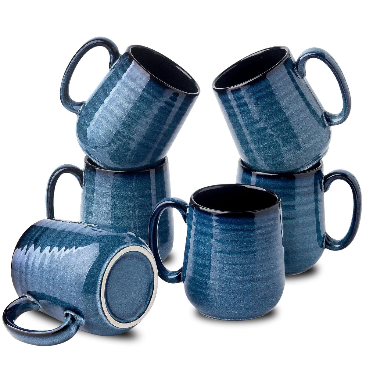 HASENSE Coffee Mugs, Reactive Glaze Coffee Cup Set of 6