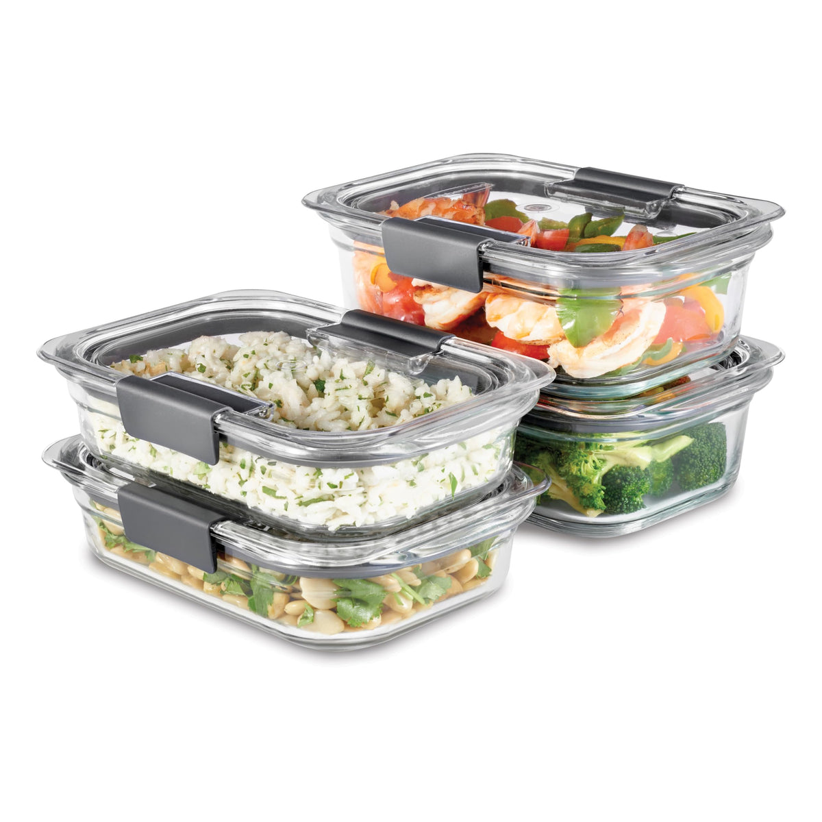 Rubbermaid Brilliance Glass Storage 4.7-Cup Food Containers with Lids Set of 3 Clear