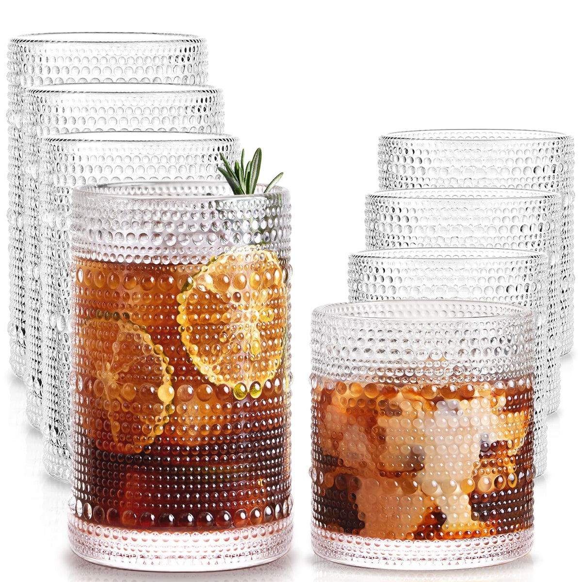 Drinking Water Glass Cups Set,Crystal Highball Glasses cups set of 6,16oz