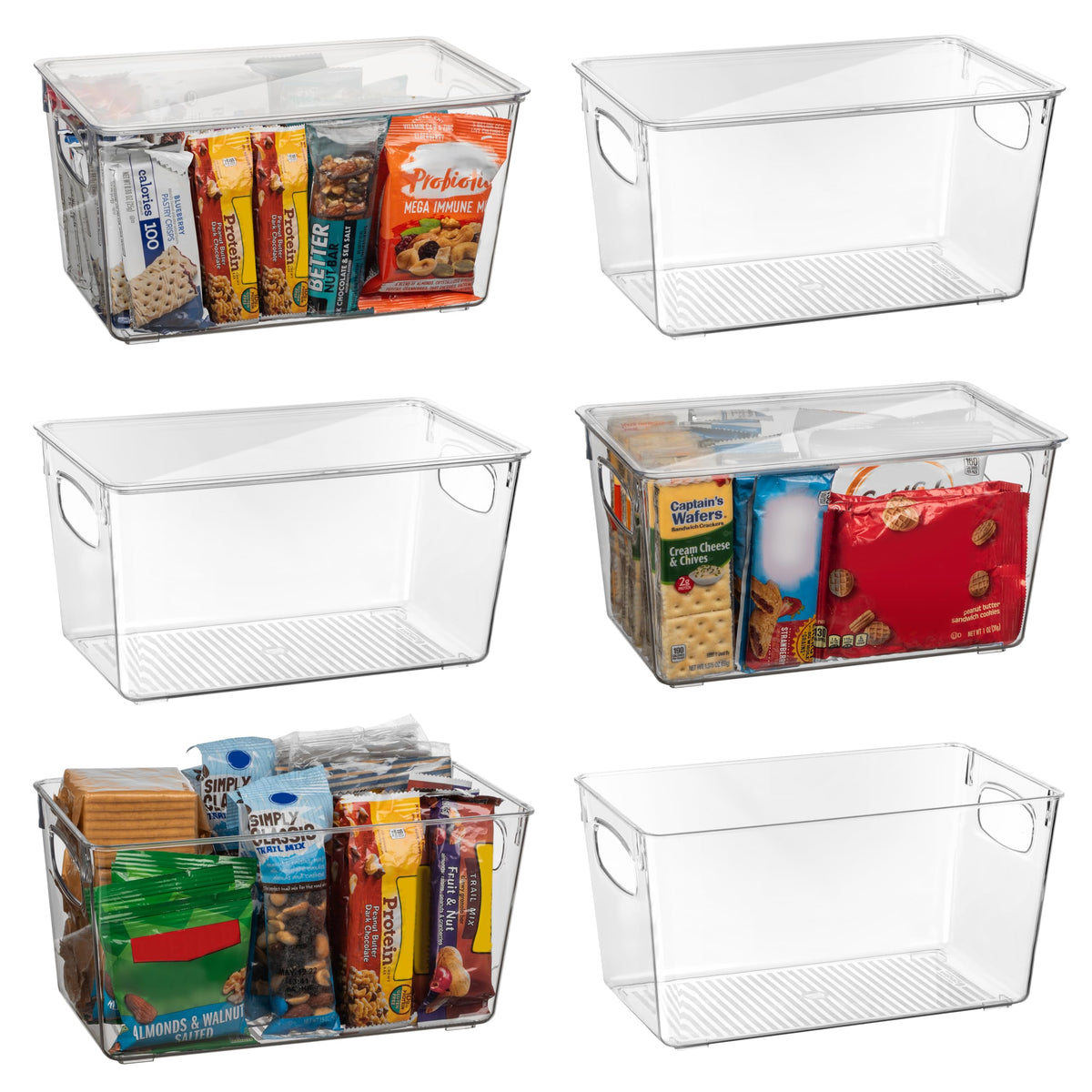 ClearSpace Pantry Storage Bins with Lids for Kitchen & Fridge, 6 Pack