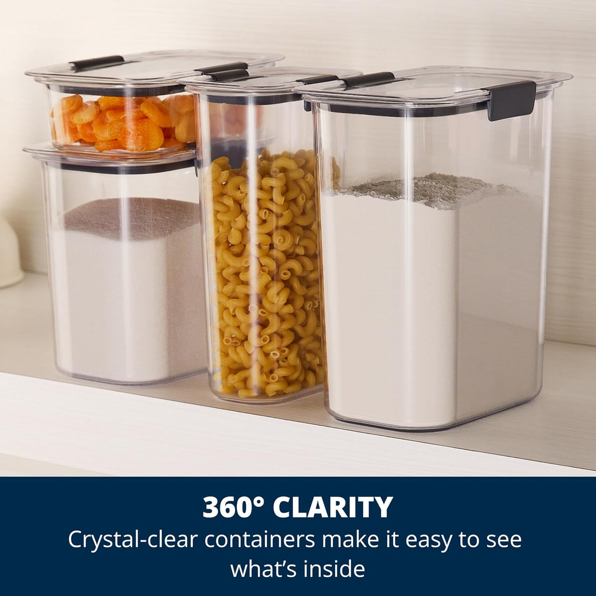 Rubbermaid Brilliance Airtight Food Storage Container, 7.8 Cup, BPA-Free, Clear/Grey, Ideal for Brown Sugar