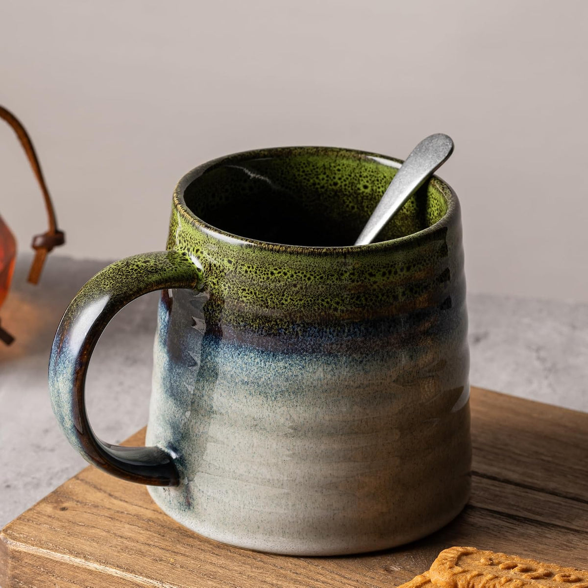 15.5oz Large Heavyweight Ceramic Mug, Reactive (Light Green)