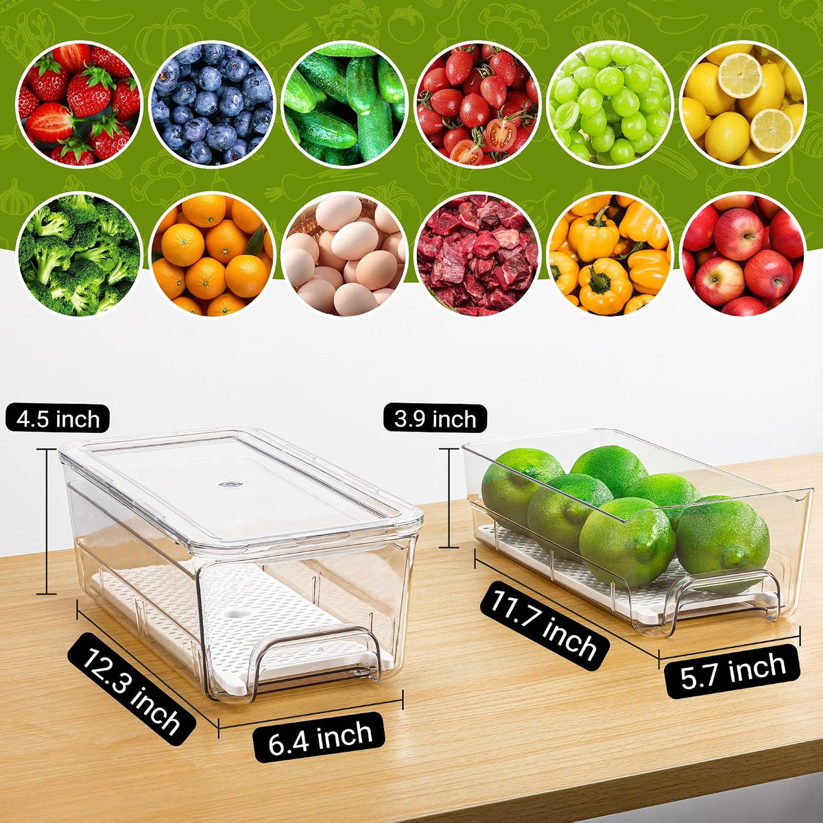 Imncya 6 Pack Clear Fridge Organizer, Refrigerator Organizers and Storage