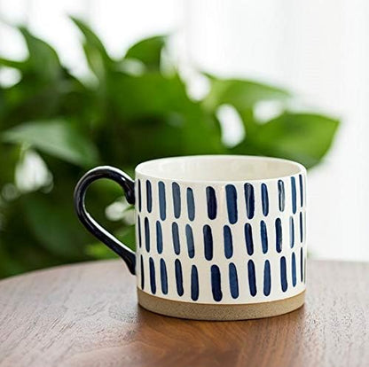 Koja Colorful Hand Painted Ceramic Mugs, 16 oz, Set of 4, Dishwasher Safe