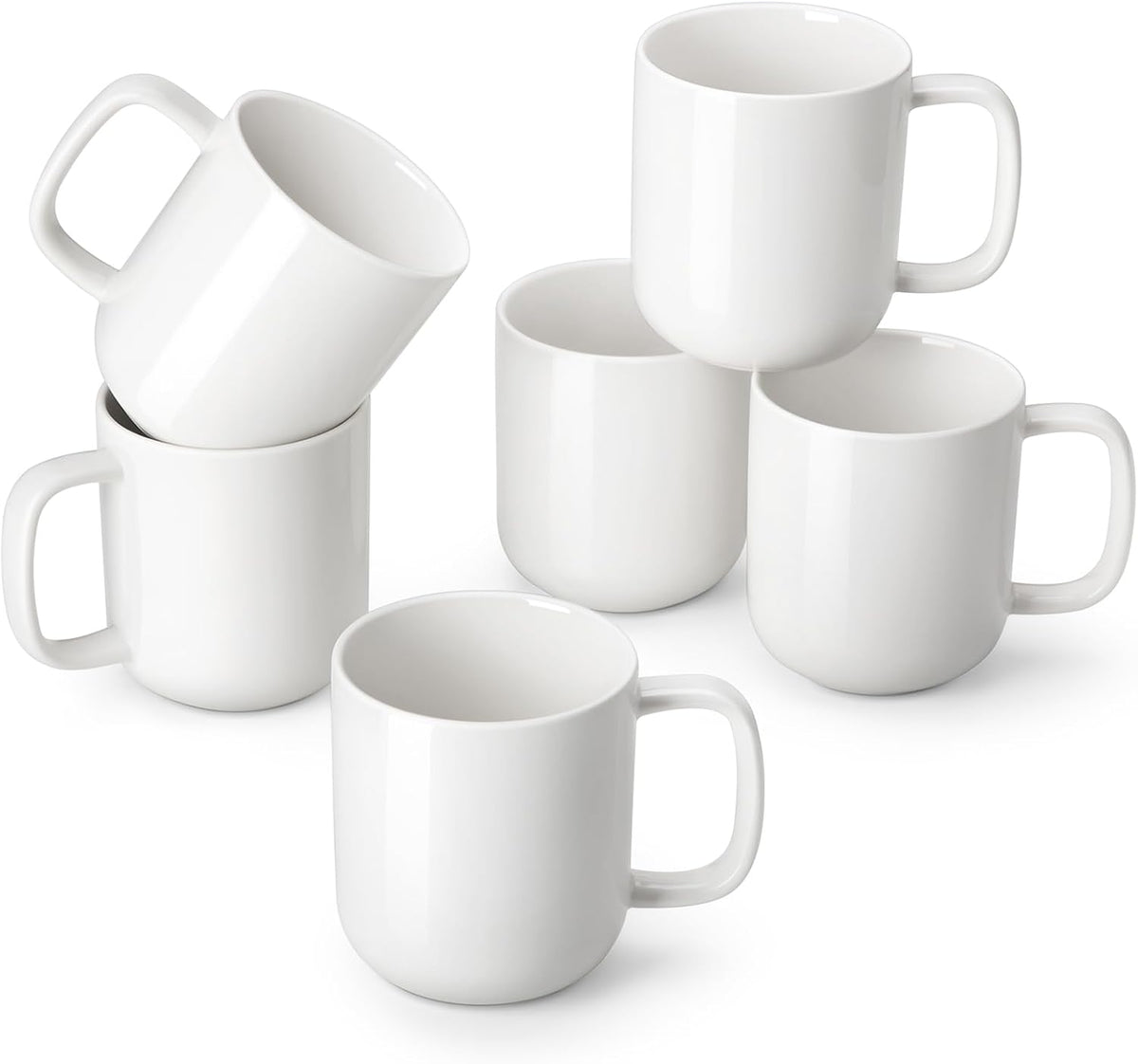vancasso Porcelain Coffee Mugs Set, 16 oz Ceramic Coffee Cups for Americano Hot Tea Iced Coffee Cold Brew Cocoa Milk Mugs Set of 6, Dishwasher & Microwave Safe, White