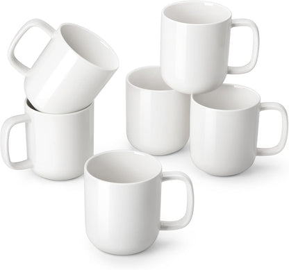 vancasso Porcelain Coffee Mugs Set, 16 oz Ceramic Coffee Cups for Americano Hot Tea Iced Coffee Cold Brew Cocoa Milk Mugs Set of 6, Dishwasher & Microwave Safe, White