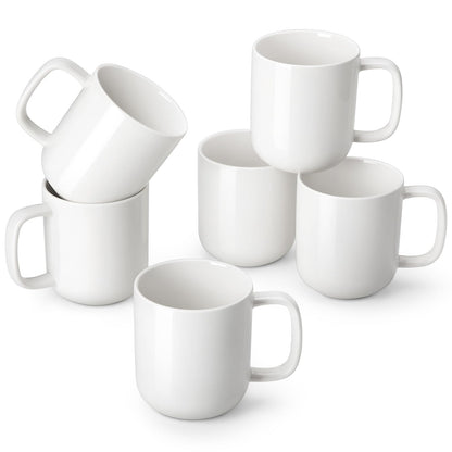 vancasso Porcelain Coffee Mugs Set, 12 oz Ceramic Coffee Cups for Latte Hot Tea Cappuccino Cocoa Milk Cups Set of 6, Dishwasher & Microwave Safe, White