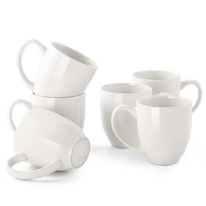 DOWAN Coffee Mugs, Black Coffee Mugs Set of 6, 16 oz Ceramic Coffee Cups with Large Handles for Men Women, Porcelain Big Mug for Tea Latte, Mug Gifts for Home Office Party