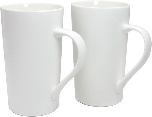 20 OZ Simple Pure White Mug (Set of 2) Plain Large Tall White Ceramic Milk Tea Coffee Mug with Handle as A Gift for Dad Mom Friends, 2pcs