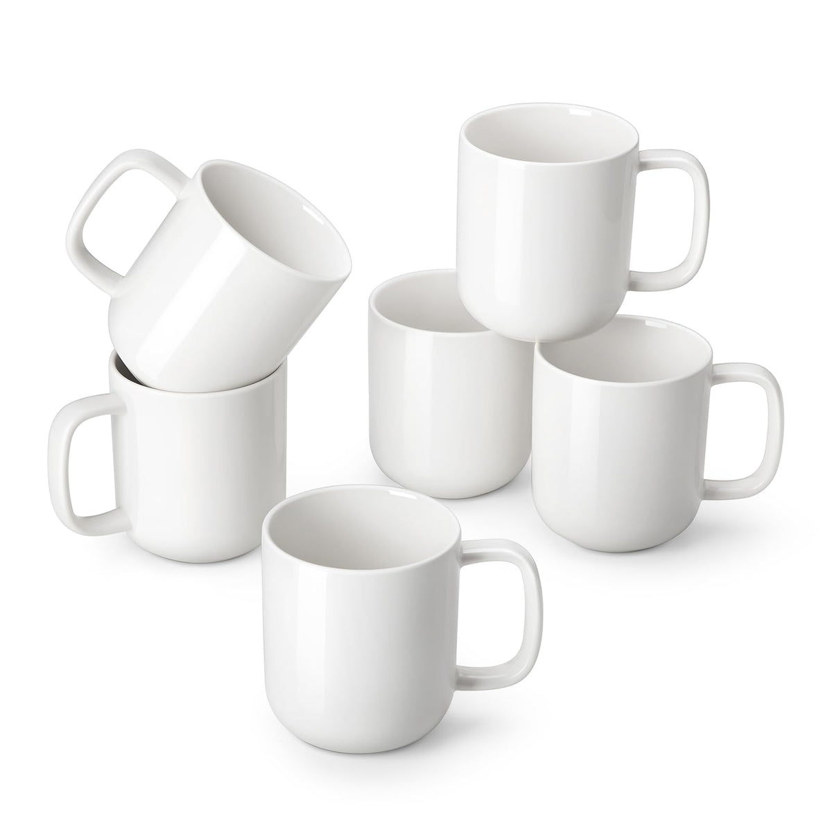 vancasso Porcelain Coffee Mugs Set, 16 oz Ceramic Coffee Cups for Americano Hot Tea Iced Coffee Cold Brew Cocoa Milk Mugs Set of 6, Dishwasher & Microwave Safe, White