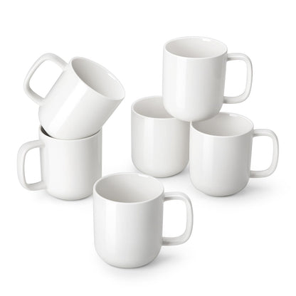 vancasso Porcelain Coffee Mugs Set, 16 oz Ceramic Coffee Cups for Americano Hot Tea Iced Coffee Cold Brew Cocoa Milk Mugs Set of 6, Dishwasher & Microwave Safe, White