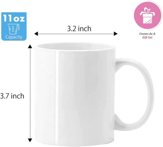Sublimation Mugs, White Coffee Mugs 11oz Sublimation Coffee Cups AAA Coating Ceramic with Large Handle, Blanks White Mugs Set with Gift Boxes(Set of 36)