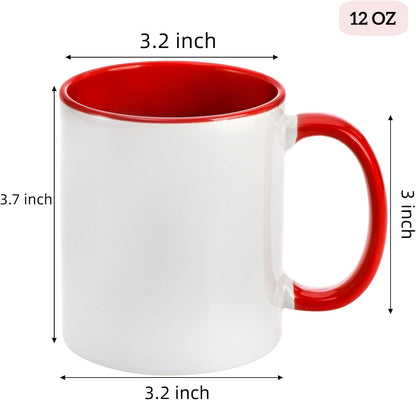 AVLA 6 Packs Porcelain Sublimation Mugs, 12 OZ Blank Drinking Cups with Handles, DIY Coated Ceramic Coffee Mug Sets for Cappuccino, Tea, Milk, Latte, Hot Cocoa, Microwave and Dishwasher Safe