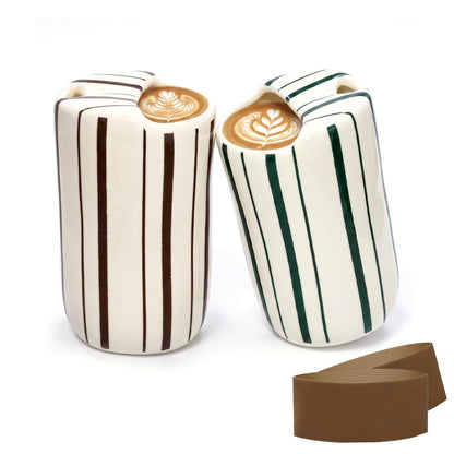 Ceramic Coffee Mug 2 Pack, 12oz Ceramic Coffee Cup with Sip Hole