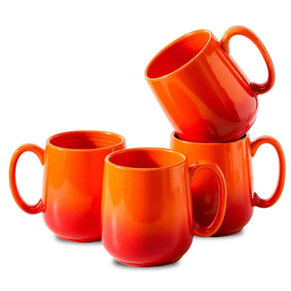HASENSE Coffee Mugs Set of 4, 15oz Ceramic Coffee Cups with Handle, Two-Tone Design for Cappuccino Latte Tea, Large Microwave Dishwasher SafeMug Set, Housewarming Gift, Creamy White
