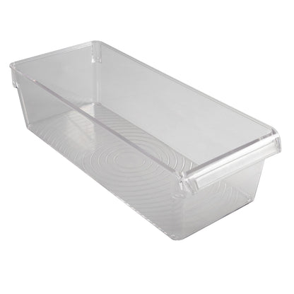 Kitchen Details 2 Pack Medium Refrigerator Storage Bin | Fridge & Freezer | Kitchen Organization | Stainless Steel Handle | Countertop | Cabinets | Pantry | Clear