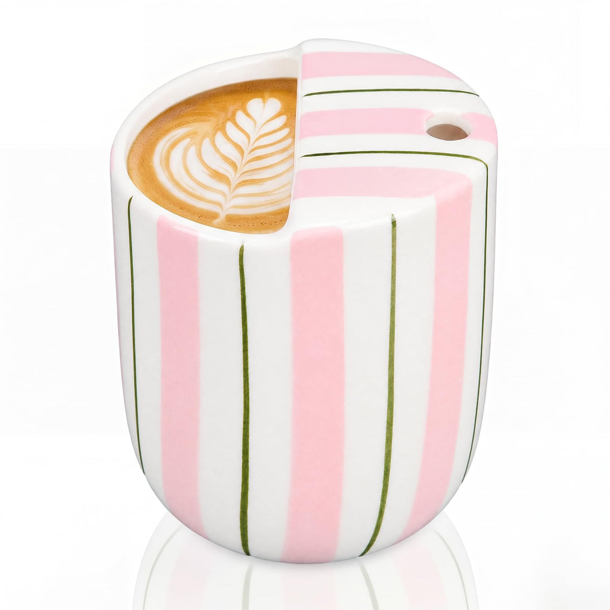 1 Pcs Ceramic Mug with Sip Hole 10 oz Blue Striped