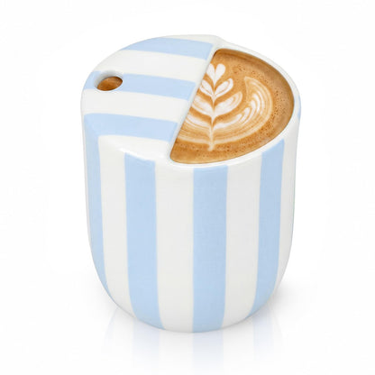 1 Pcs Ceramic Mug with Sip Hole 10 oz Blue Striped