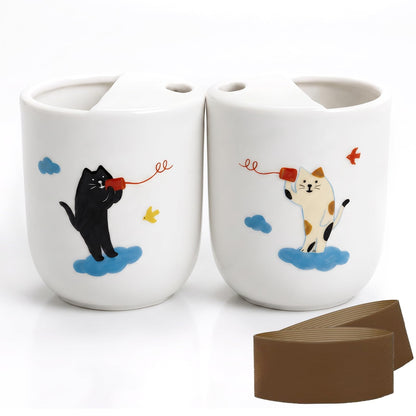 Ceramic Coffee Mug 2 Pack, 12oz Ceramic Coffee Cup with Sip Hole