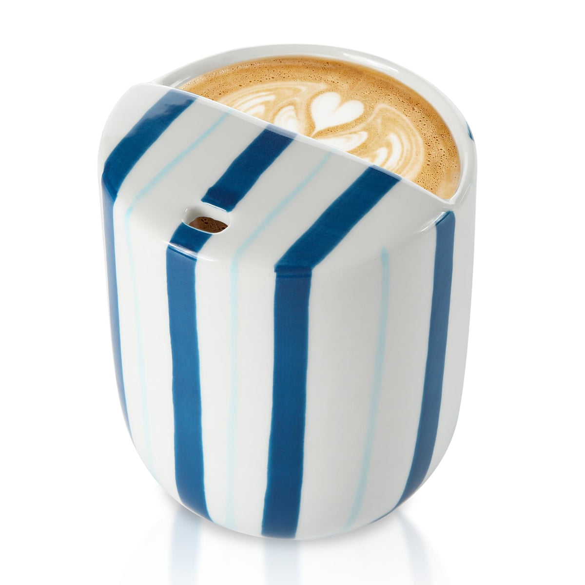 1 Pcs Ceramic Mug with Sip Hole 10 oz Blue Striped