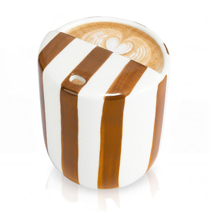 1 Pcs Ceramic Mug with Sip Hole 10 oz Blue Striped