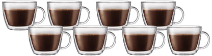 Bodum 10oz Bistro Double Wall Insulated Mug, High-Heat Borosilicate Glass, Set of 2, Clear