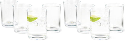 Amazon Basics Drinking Glasses, 11 oz., Sturdy Glass, Rounded for Comfortable Hold, Dishwasher-Safe, Round Shape, 4-Piece Set